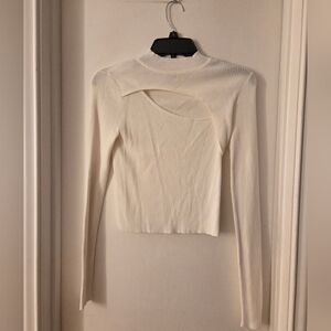 Zara Cream Ribbed Cut-Out Crop Top